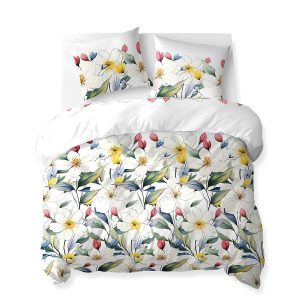 Pościel 220×200 biała w kolorowe kwiaty – 5774 A – Cotton Bloom 961707 Pościel 220×200 biała w kolorowe kwiaty – 5774 A – Cotton Bloom 961707