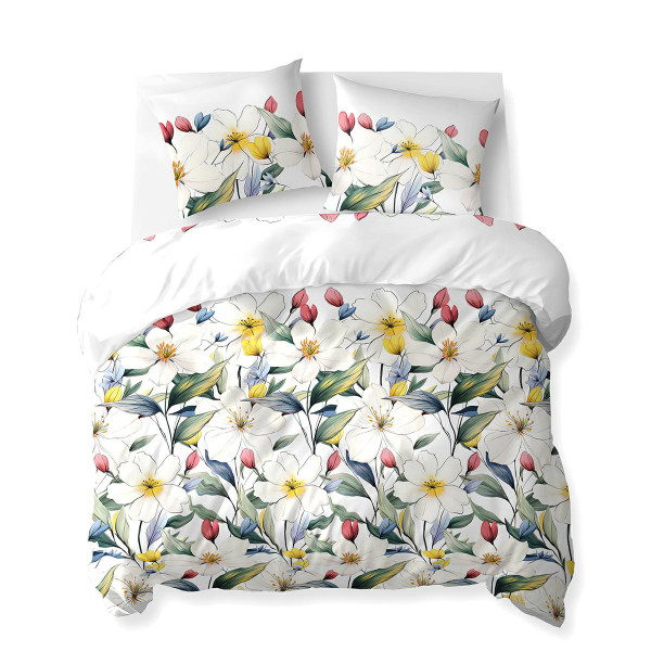 Pościel 220x200 biała w kolorowe kwiaty – 5774 A – Cotton Bloom 961707