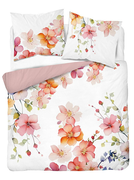 Pościel 220x200 biało-różowaw pastelowe kwiaty – 5837 A – Floral Elegance 961729