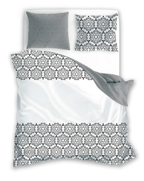 Pościel 220x200 Glamour szara biała ornament Faro 762857