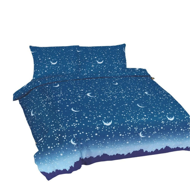 Pościel 220x200 Gwiazdy księżyce niebieska Universal Matex 762844