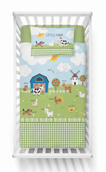 Pościel 90x120 Farma zielona niebieska Mayamoo 764137