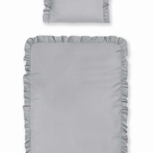 Pościel 90×120 szara jasna dziecięca jednobarwna z falbanką – Pure Kids 961618 Pościel 90×120 szara jasna dziecięca jednobarwna z falbanką – Pure Kids 961618