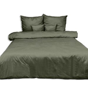 Pościel adamaszkowa 220×200 zielona oliwkowa jednobarwna 1cm paski Matex 773791 Pościel adamaszkowa 220×200 zielona oliwkowa jednobarwna 1cm paski Matex 773791