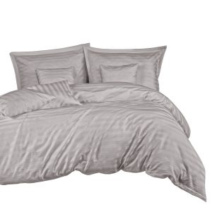 Pościel bambusowa 220×200 szara paski satyna 2 poszewki 70×80 Bamboo 959214 Pościel bambusowa 220×200 szara paski satyna 2 poszewki 70×80 Bamboo 959214