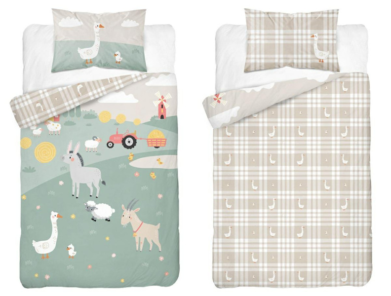 Pościel bambusowa dziecięca 100x135 beżowa kratka – 4792 B – Baby Bamboo 943037