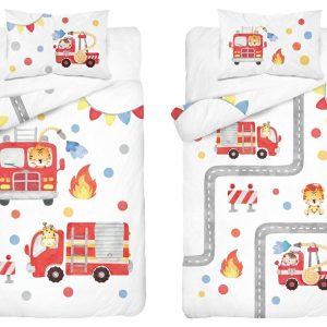 Pościel bambusowa dziecięca 90×120 biała ze strażą pożarną – Baby Bamboo 959227 Pościel bambusowa dziecięca 90×120 biała ze strażą pożarną – Baby Bamboo 959227