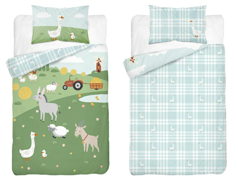 Pościel bambusowa dziecięca 90x120 błękitna kratka – 4792 A – Baby Bamboo 959230