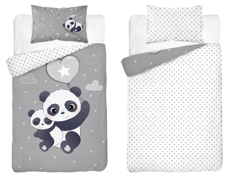 Pościel bambusowa dziecięca 90x120 szara z białymi akcentami– Baby Bamboo 959241