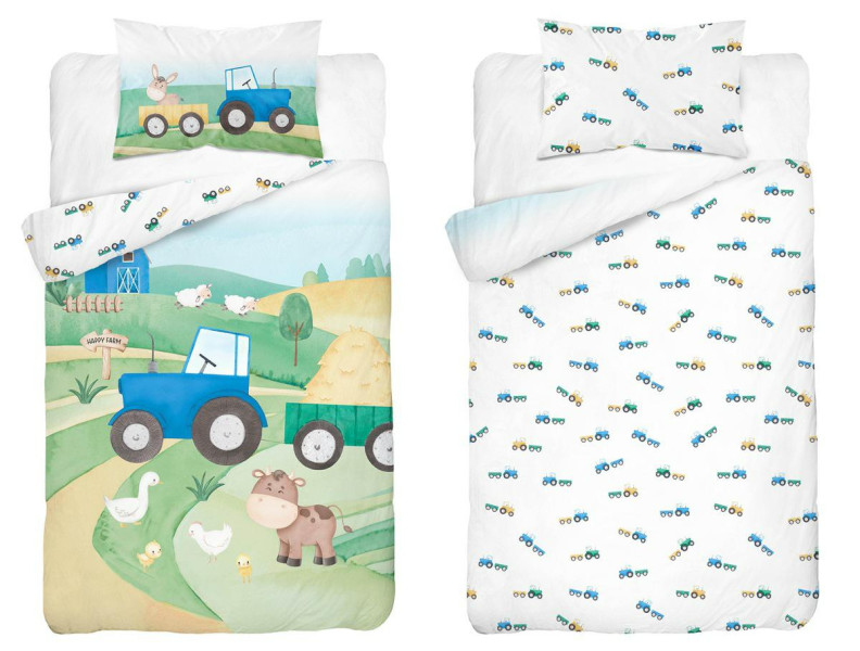 Pościel bambusowa dziecięca 90x120 z niebieskim traktorem – Baby Bamboo 959249