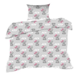 Pościel bawełniana 100×135 misie szara różowa Kids 24 z poszewką 40×60 1066044 Pościel bawełniana 100×135 misie szara różowa Kids 24 z poszewką 40×60 1066044