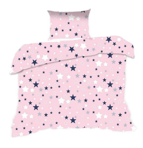 Pościel bawełniana 140x200 362K gwiazdki różowa Kids 24 1066040