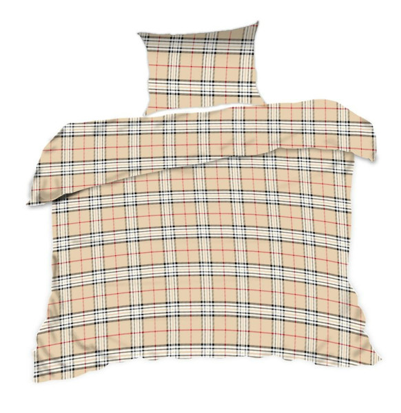 Pościel bawełniana 140x200 krata beżowa 1493N Classic 1067314