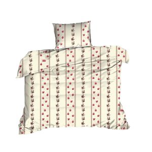 Pościel bawełniana 140×200 kwiaty kremowa czerwona 1602N Classic 1066154 Pościel bawełniana 140×200 kwiaty kremowa czerwona 1602N Classic 1066154