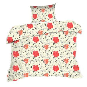 Pościel bawełniana 140×200 kwiaty kremowa czerwona 545N Classic 1066156 Pościel bawełniana 140×200 kwiaty kremowa czerwona 545N Classic 1066156