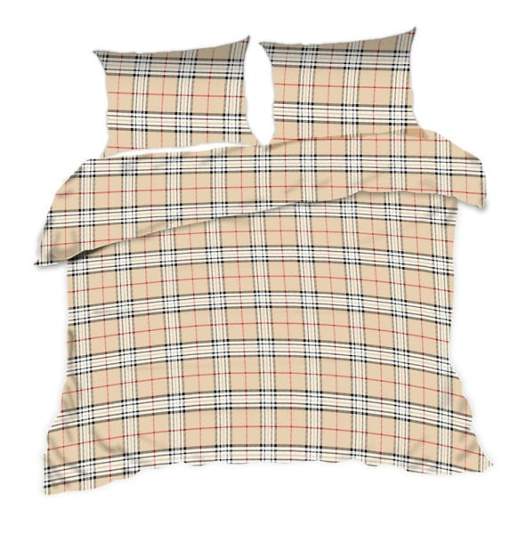 Pościel bawełniana 160x200 krata beżowa 1493N Classic 1067313
