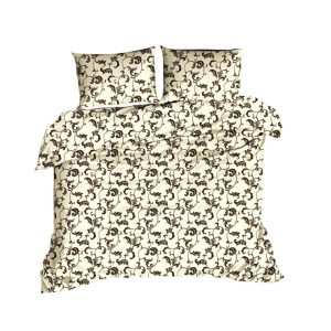 Pościel bawełniana 160×200 kremowa brązowa wzorki 510N Classic 1067317 Pościel bawełniana 160×200 kremowa brązowa wzorki 510N Classic 1067317