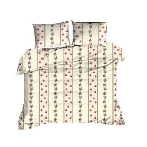 Pościel bawełniana 160×200 kwiaty kremowa czerwona 1602N Classic 1066153 Pościel bawełniana 160×200 kwiaty kremowa czerwona 1602N Classic 1066153