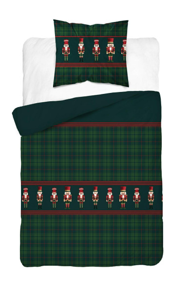 Pościel bawełniana Christmas Comfort 140x200 zielona kratka 1064662