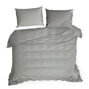 Pościel bawełniana w paski CETNO 160X200 + 70×80 szara 1008273