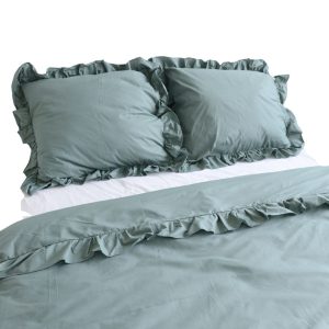 Pościel bawełniana z falbanką – boho zieleń [Rozmiar: 140/200 i 70/80] 834471