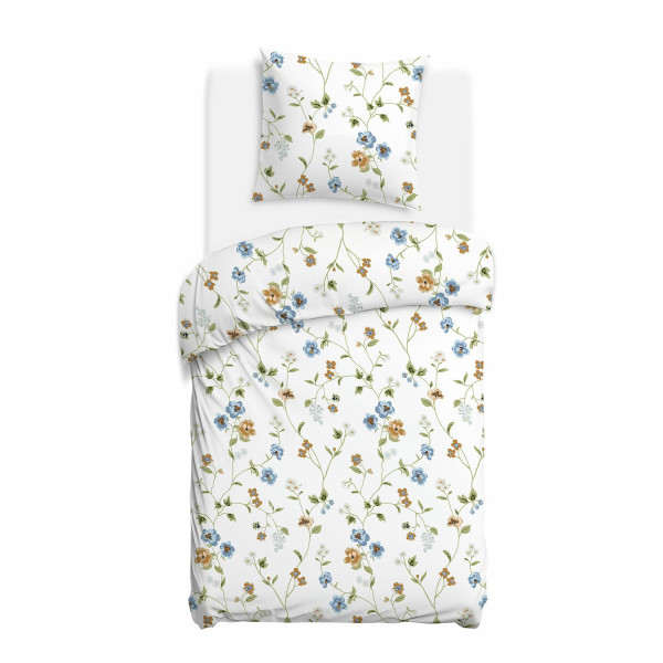 Pościel CottonLove biała pastelowe kwiaty 140x200 + 1 poszewka 969754