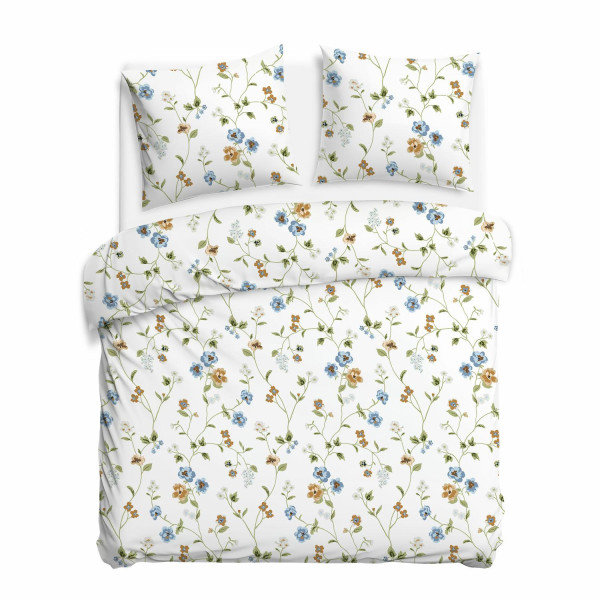 Pościel CottonLove biała pastelowe kwiaty 160x200 + 2 poszewki 969742