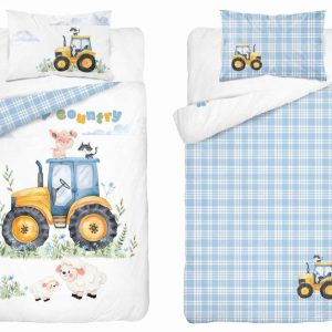 Pościel dziecięca 100×135 – 5519 A – traktor błękitna krata – Sweet Dreams 961787 Pościel dziecięca 100×135 – 5519 A – traktor błękitna krata – Sweet Dreams 961787
