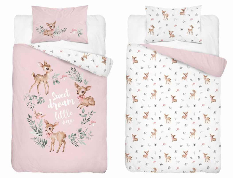Pościel dziecięca 100x135 sarenki różowe Sweet Dream – 5511 B - Mayamoo 961717