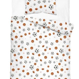 Pościel dziecięca 160×200 – 5726A – biała w piłki sportowe – KidsDreams 961720 Pościel dziecięca 160×200 – 5726A – biała w piłki sportowe – KidsDreams 961720