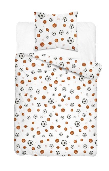 Pościel dziecięca 160x200 – 5726A – biała w piłki sportowe – KidsDreams 961720