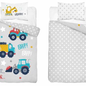 Pościel dziecięca 90×120 cm Auta Budowlane szara – MAYAMOO 764197 Pościel dziecięca 90×120 cm Auta Budowlane szara – MAYAMOO 764197