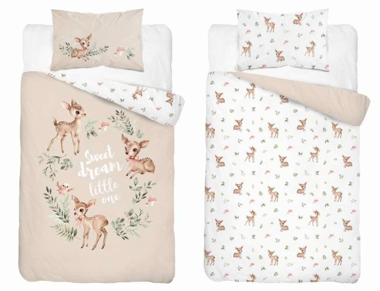 Pościel dziecięca 90x120 sarenki beżowe Sweet Dream – 5511 A - Mayamoo 961748