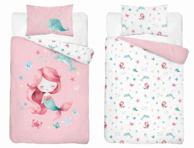 Pościel dziecięca 90x120 syrenka pudrowy róż – 5512 B - Mayamoo 961723