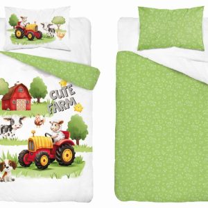 Pościel dziecięca 90×120 – z motywem farmy jasna zieleń – Sweet Dreams 959201 Pościel dziecięca 90×120 – z motywem farmy jasna zieleń – Sweet Dreams 959201