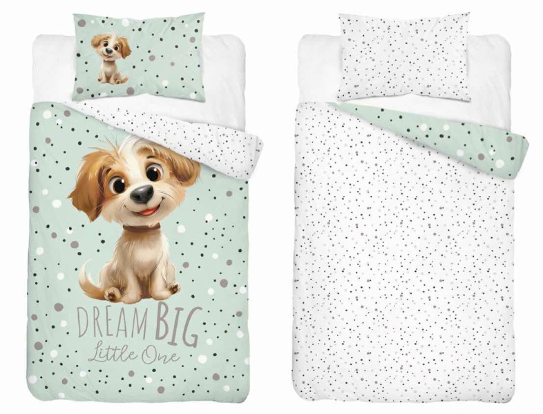 Pościel dziecięca 90x120 z pieskiem miętowa - Sweet Dreams 959203