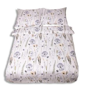 Pościel flanelowa 160×200 biała niebieska zielona kwiaty liście Matex 774251 Pościel flanelowa 160×200 biała niebieska zielona kwiaty liście Matex 774251