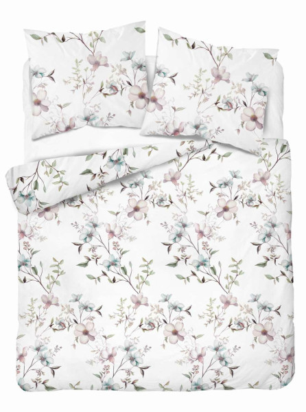 Pościel flanelowa 160x200 Pastel Flowers – pudrowo-błękitne kwiaty 961791