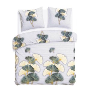 Pościel flanelowa 220×200 31510/1 szara zielona liście miłorzębu Flanelove 969743 Pościel flanelowa 220×200 31510/1 szara zielona liście miłorzębu Flanelove 969743