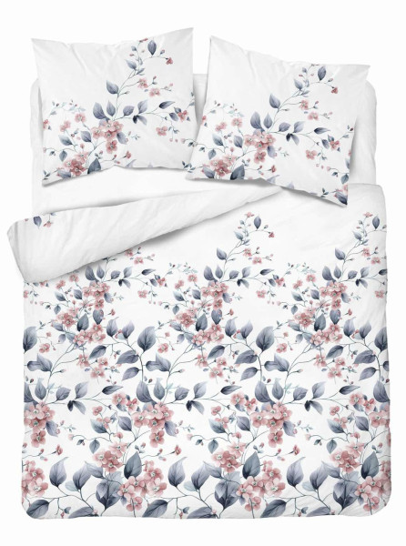 Pościel flanelowa 220x200 biała w różowe kwiaty - Pastel Flowers - 5626 B 961754