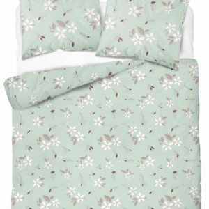 Pościel flanelowa 220×200 Pastel Flowers – miętowa w białe kwiaty i liście 961758 Pościel flanelowa 220×200 Pastel Flowers – miętowa w białe kwiaty i liście 961758