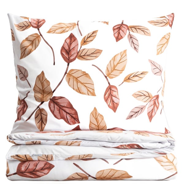 Pościel LEAFY z mikrofibry w motyw liści 220x200cm + 2 x 70x80cm HOMLA 876977