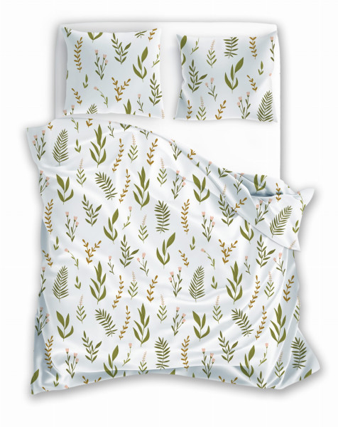 Pościel mikrofibra HARMONY 220x200 zielone listki 341390