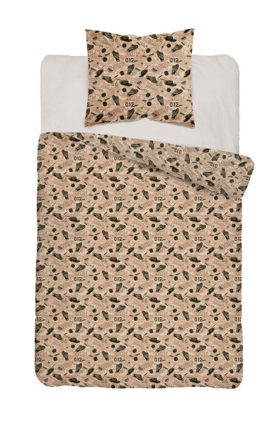 Pościel młodzieżowa 140x200 piaskowa w czołgi – 5872 A – DreamKids 961731