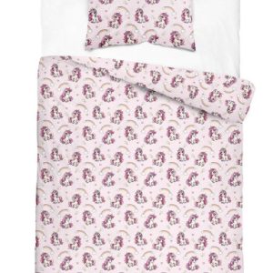 Pościel młodzieżowa 160×200 różowa w jednorożce – 5873 A – DreamKids 961819