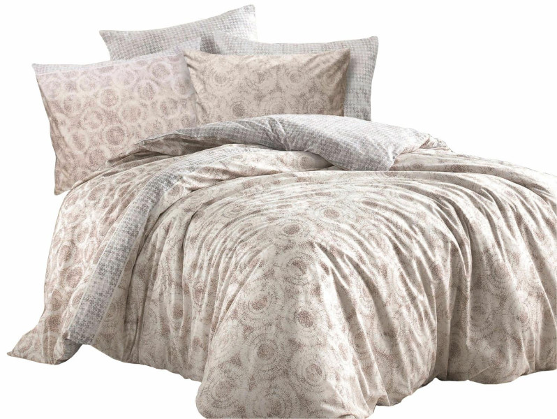 Pościel Octavia Brown 160x200 beżowa szara Cottonlove Exclusive 969725