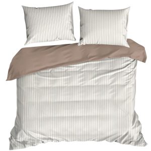 Pościel RAYA satyna bawełniana 160×200 biało beżowa w paski zamek 1024615 Pościel RAYA satyna bawełniana 160×200 biało beżowa w paski zamek 1024615