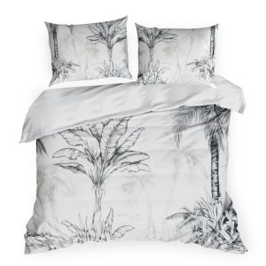 Pościel satynowa 100% bawełna SPRING 220×200 2x70x80 roślinny biało srebrna 1032056 Pościel satynowa 100% bawełna SPRING 220×200 2x70x80 roślinny biało srebrna 1032056