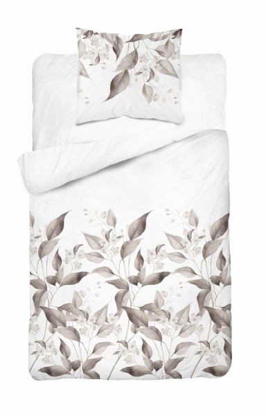 Pościel satynowa 140x200 Beżowa brązowe liscie Home Satin 763858