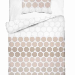 Pościel satynowa 140×200 Beżowe groszki na bieli 100% bawełna – Home Satin 763894